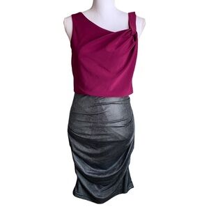 Aidan Mattox Snake Skin Ruched Skirt Dress Size 6